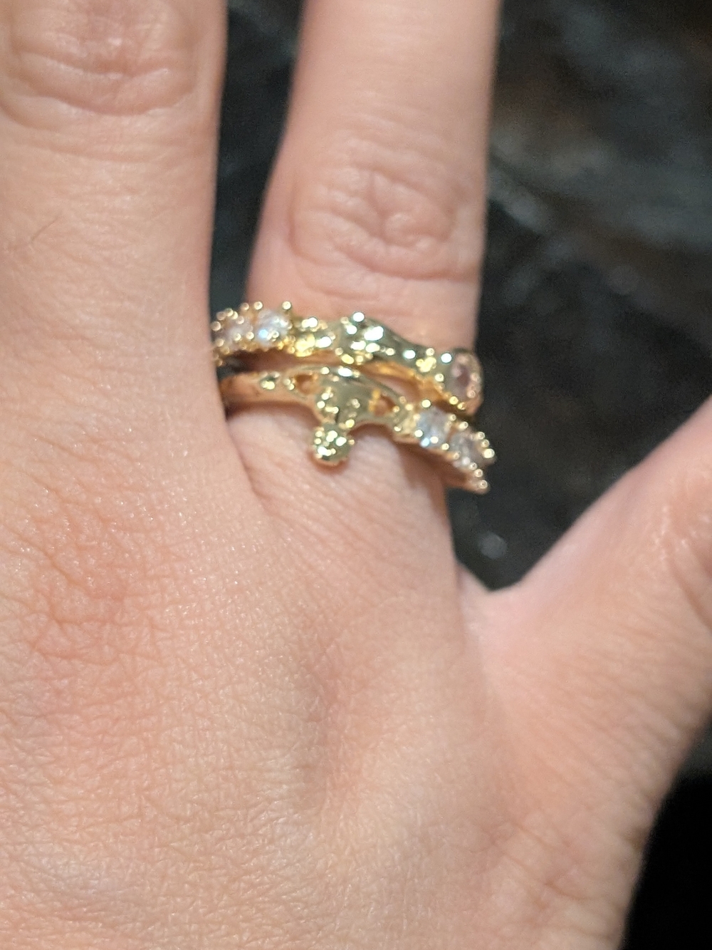 Fashion Unique Gold Crystal Open Band Ring - Picture 11 of 12